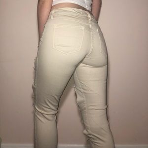 Flying Monkey tan ripped ankle jeans